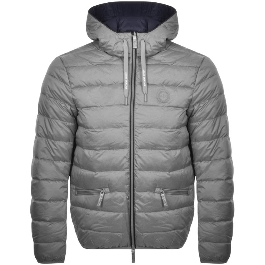 Armani Exchange Hooded Down Jacket Grey Mainline Menswear